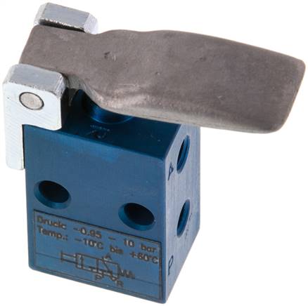 3/2 M5 NC Sensor-Hebelventil Heavy Duty -0,95-10bar/-13,2-140psi