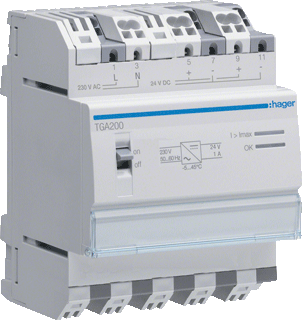 Fuente de alimentación universal Hager 24V 1A | TGA200