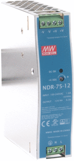 Fuente de alimentación universal Mean Well NDR 12V 6.3A | NDR-75-12