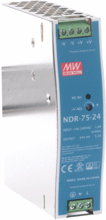 Mean Well NDR Alimentation universelle 24V 3.2A | NDR-75-24