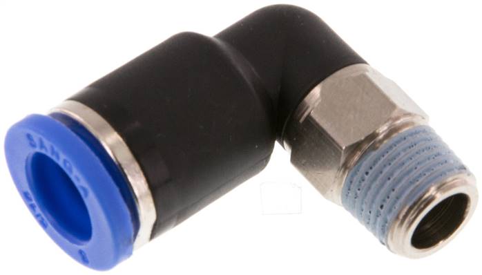 Codo de 90 grados 8mm x R1/8'' con rosca macho Latón/PA 66 NBR Manguito corto giratorio [2 piezas]