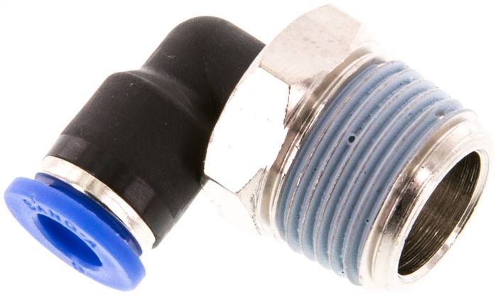 Racor de 6mm x R3/8'' 90deg con rosca macho latón/PA 66 NBR manguito corto giratorio [2 piezas]