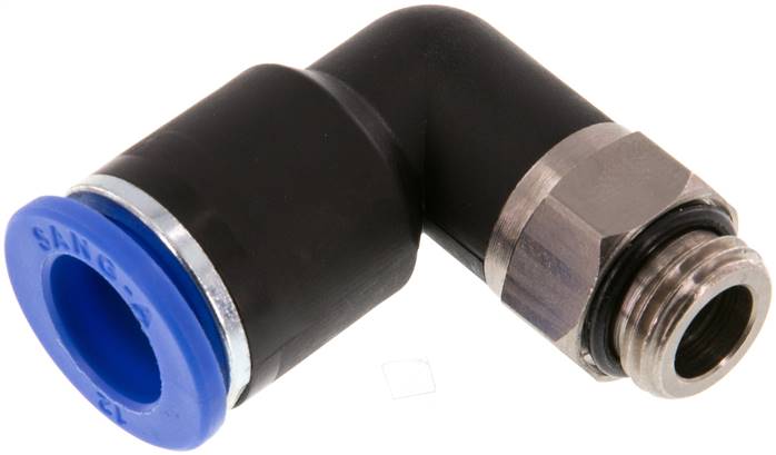Raccord enfichable coudé 90° 12mm x G1/4'' avec filetage mâle laiton/PA 66 NBR orientable [2 pièces].
