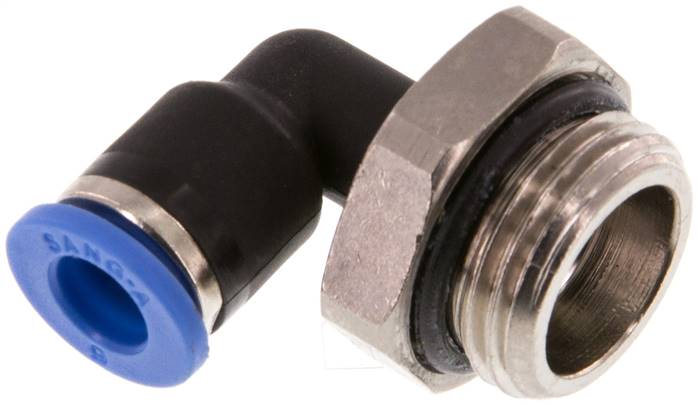 Raccord enfichable coudé 90° 6mm x G3/8'' avec filetage mâle laiton/PA 66 NBR orientable [2 pièces].