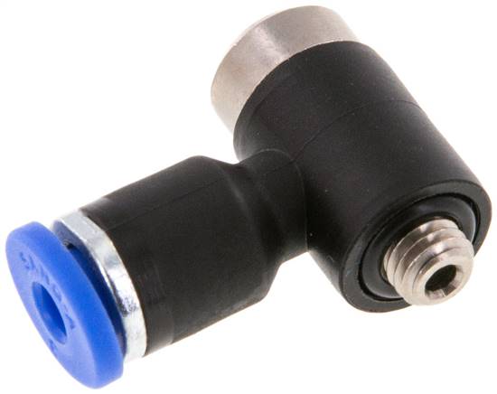 Raccord enfichable coudé en L 3mm x M 5 90deg avec filetage mâle Laiton/PA 66 NBR Hexagone intérieur orientable [2 Pièces].