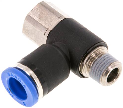 Raccord enfichable coudé 8mm x R1/8'' avec filetage mâle-femelle Laiton/PA 66 NBR Rotatif [2 Pièces].