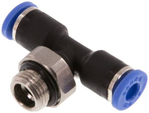 4mm x G1/8'' Inline T-Steckverschraubung mit Außengewinde Messing/PA 66 NBR drehbar [2 Stück]