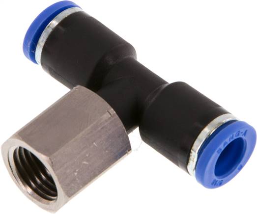 Raccord en T Inline 8mm x G1/4'' Push-in avec filets femelles Laiton/PA 66 NBR Rotatif [2 Pièces]