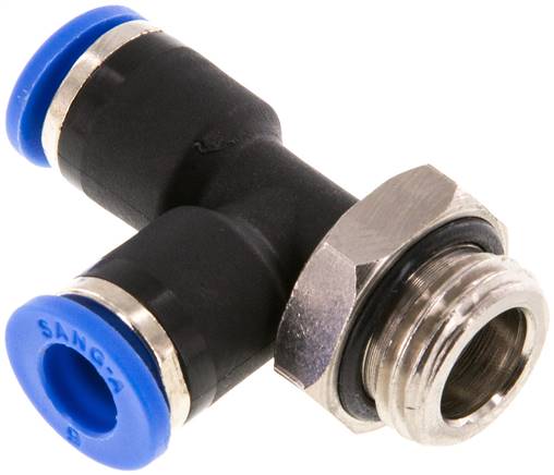 Racor en T en ángulo recto de 6mm x G1/4'' con rosca macho latón/PA 66 NBR giratorio [2 piezas]