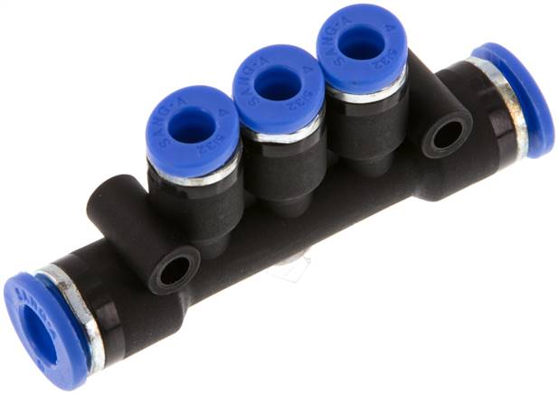 Raccord enfichable 3 voies pour collecteur 4mm x 6mm laiton/PA 66 NBR [2 pièces].