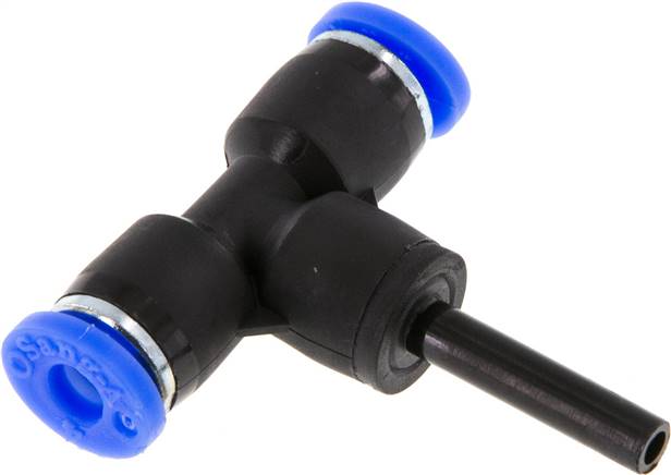 4mm x 4mm Tee Push-in Fitting with Plug-in PBT NBR [2 Pieces]