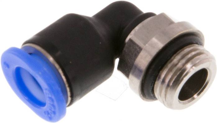 Raccord enfichable coudé 90° 6mm x G1/8'' avec filetage mâle laiton/PBT NBR à manchon court, rotatif et compact [2 pièces].