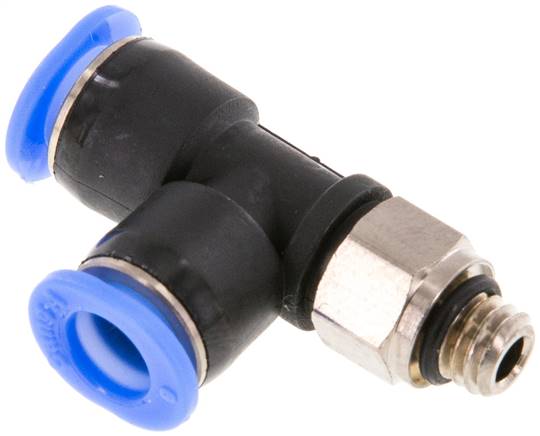 Racor en T de ángulo recto 6mm x M 6 con rosca macho Latón/PBT NBR Diseño compacto y giratorio [2 piezas]