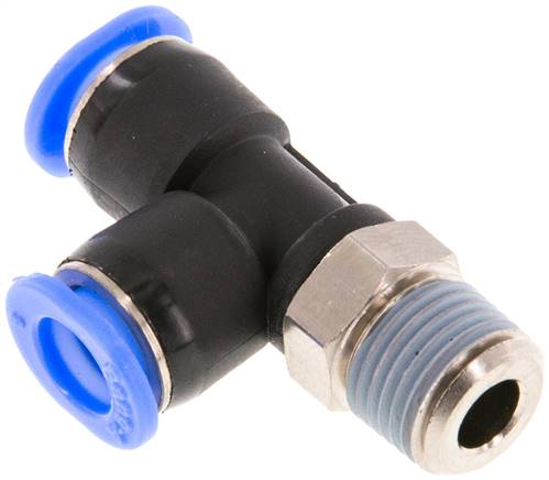 Racor en T en ángulo recto de 6mm x R1/8'' con rosca macho Latón/PBT NBR Diseño compacto y giratorio [2 piezas]