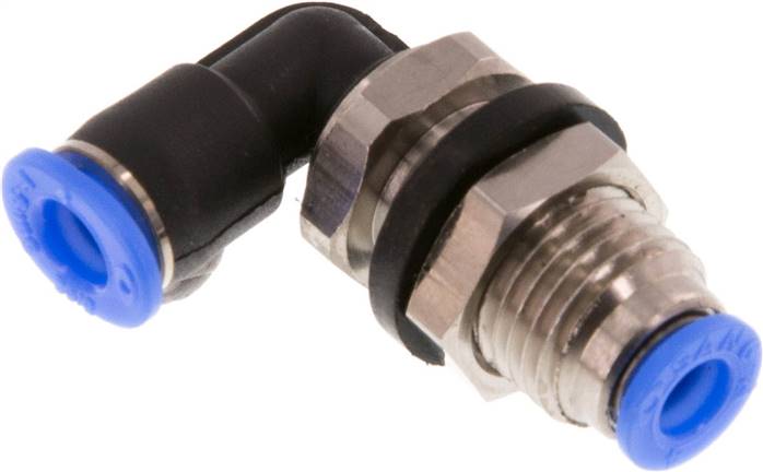 4mm Codo A 90Grados Push-In Conector Latón/PBT NBR Pasamuros Forma Constructiva Compacta [2 Piezas]