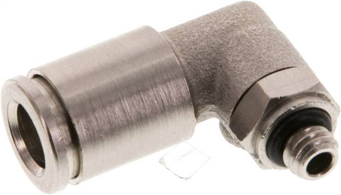 Raccord enfichable coudé 90° 6mm x M 5 avec filetage mâle Laiton NBR Rotatif [2 Pièces].