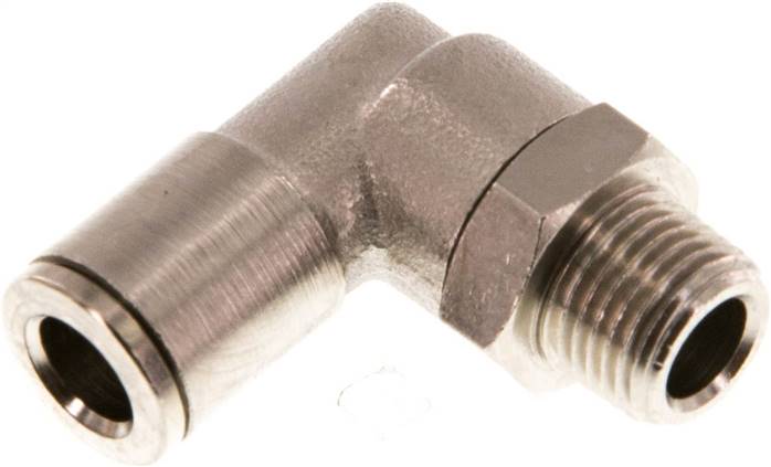 Raccord enfichable coudé 90° 6mm x R1/8'' avec filetage mâle Laiton NBR Rotatif [2 Pièces].