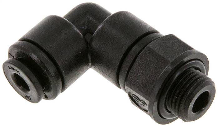 Raccord enfichable coudé 90deg 4mm x G1/8'' avec filetage mâle POM NBR rotatif [2 pièces].