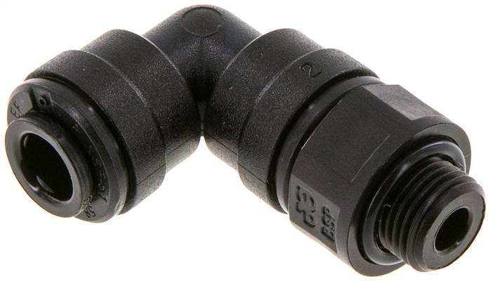 6mm x G1/8'' 90deg Elbow Push-in Fitting with Male Threads POM NBR Rotatable [2 Pieces]