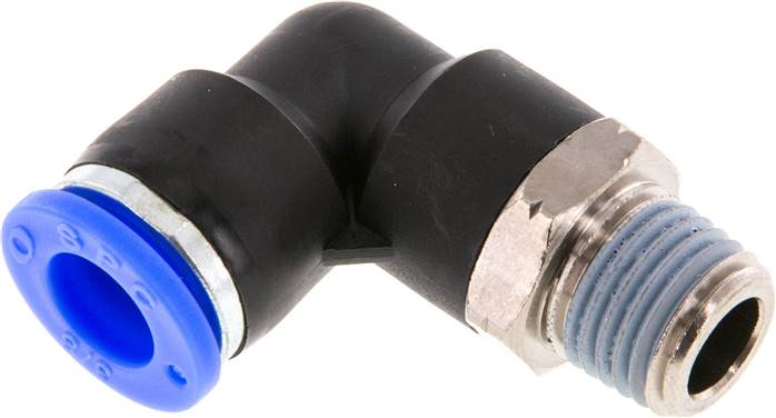 3/8'' x 1/4'' NPT 90-Grad-Winkel-Steckverschraubung mit Außengewinde Messing/PBT NBR drehbar [2 Stück]