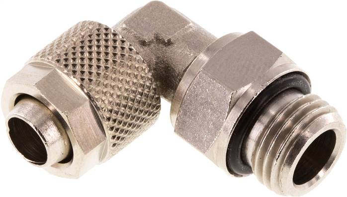 Codo de Latón Niquelado 10x8 & G1/4'' Rosca Macho NBR Giratoria [2 piezas]