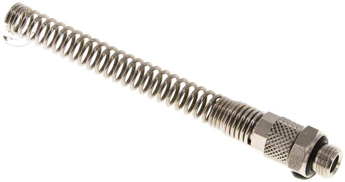 6x4 & G1/8'' Nickel plated Brass Straight Push-on Fitting with Male Threads Bend Protection [2 Pieces]