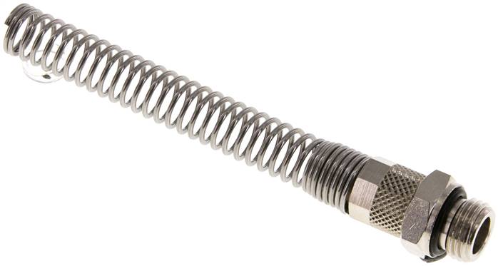 8x6 & G1/4'' Nickel plated Brass Straight Push-on Fitting with Male Threads Bend Protection [2 Pieces]