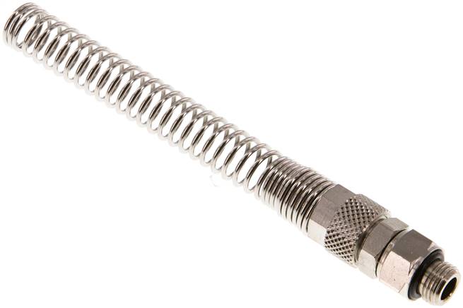 8x6 & G1/8'' Nickel plated Brass Straight Push-on Fitting with Male Threads Rotatable Bend Protection [2 Pieces]