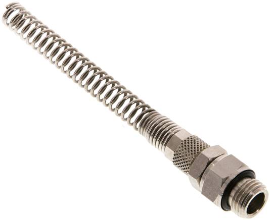 6x4 & G1/4'' Nickel plated Brass Straight Push-on Fitting with Male Threads Rotatable Bend Protection [2 Pieces]