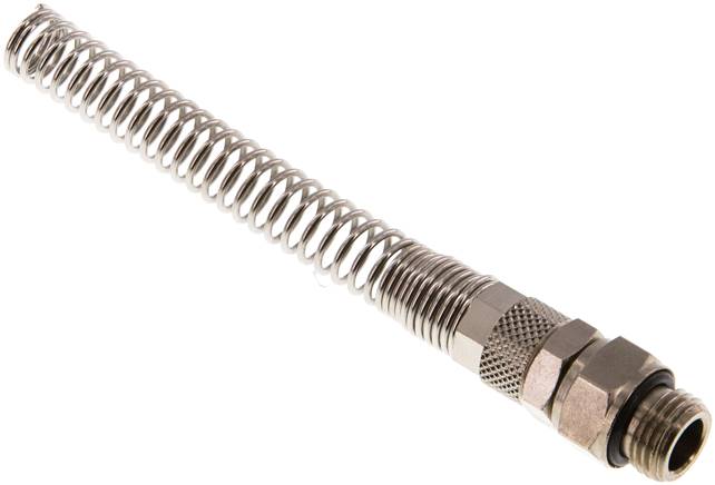 8x6 & G1/4'' Nickel plated Brass Straight Push-on Fitting with Male Threads Rotatable Bend Protection [2 Pieces]