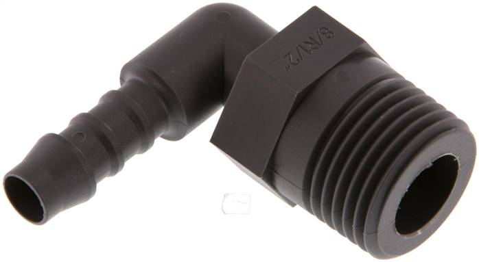 Embout de tuyau flexible coude PA 6 de 8 mm (5/16'') et R1/2'' avec filetage mâle [5 pièces].