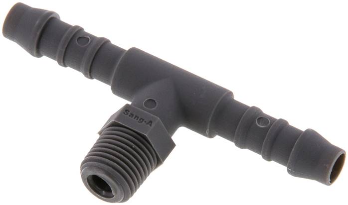 Embout pour tuyau 6 mm (1/4'') et R1/8'' PA 6 Tee avec filetage mâle [10 pièces].