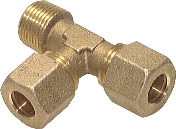 Accesorio de compresión en T de ángulo recto de latón de 4 mm y R1/8'' con rosca macho 150 bar DIN EN 1254-2 [2 piezas]