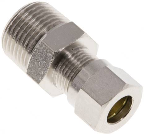 8LL & R3/8'' Nickel plated Brass Straight Cutting Fitting with Male Threads 100 bar ISO 8434-1 [2 Pieces]