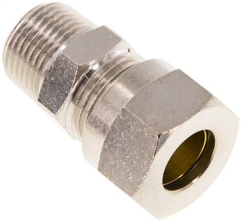 Raccord de coupe droit en laiton nickele 12L & R3/8'' à filetage mâle 75 bar ISO 8434-1 [2 Pièces].