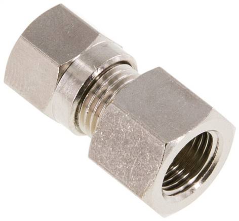 6LL & G1/8'' Nickel plated Brass Straight Cutting Fitting with Female Threads 100 bar ISO 8434-1 [2 Pieces]