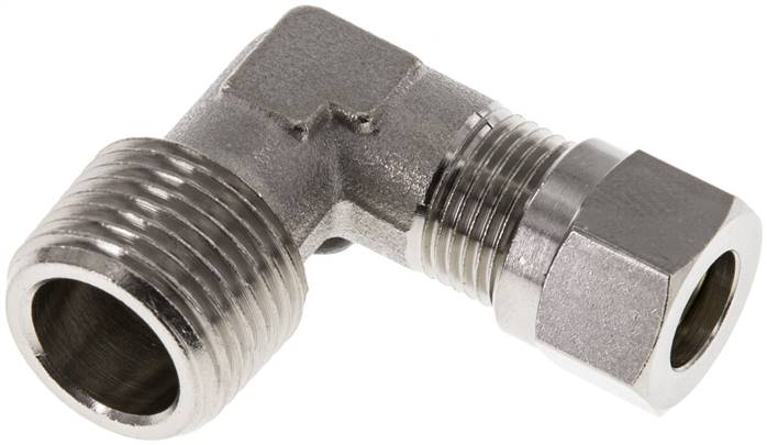 Raccordement coude en laiton nickele 8LL & R3/8'' avec filetage mâle 100 bar ISO 8434-1 [2 Pièces].