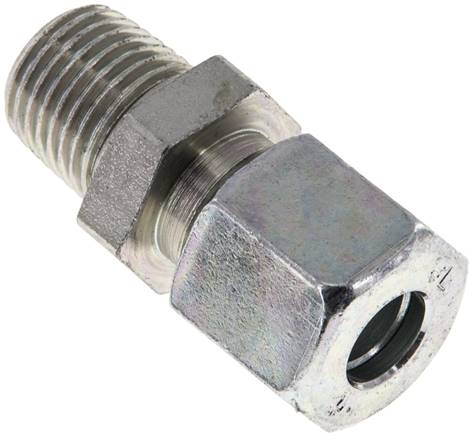 8L & R1/4'' Acier zingue Raccordement droit coupant à filetage mâle 315 bar ISO 8434-1 [2 Pièces].