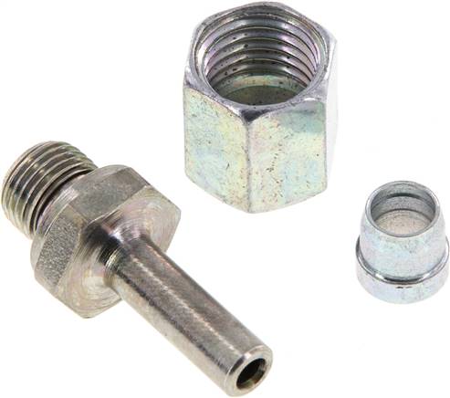 6L & G1/8'' Zink plated Steel Straight Swivel with Male Threads 315 bar NBR Adjustable ISO 8434-1 [2 Pieces]