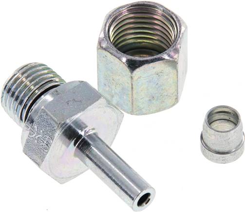 6S & G1/4'' Zink plated Steel Straight Swivel with Male Threads 630 bar NBR Adjustable ISO 8434-1 [2 Pieces]