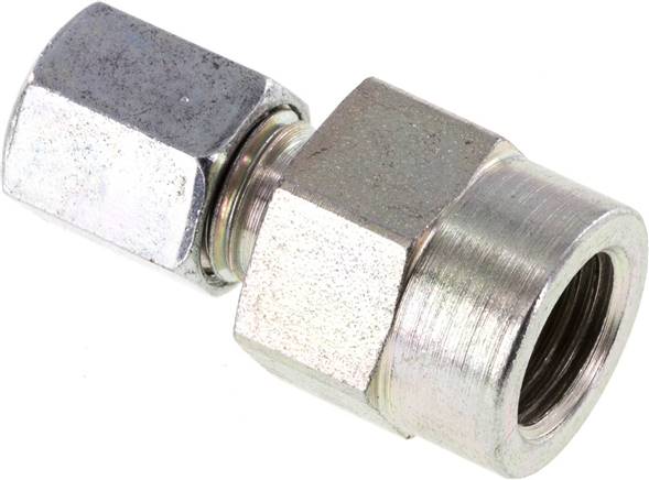 6L & G1/4'' Zink plated Steel Straight Cutting Fitting with Female Threads for Pressure Gauges 315 bar ISO 8434-1 [2 Pieces]