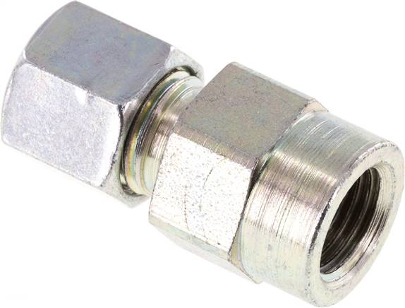 8L & G1/4'' Zink plated Steel Straight Cutting Fitting with Female Threads for Pressure Gauges 315 bar ISO 8434-1 [2 Pieces]