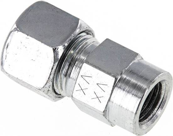 12L & G1/4'' Zink plated Steel Straight Cutting Fitting with Female Threads for Pressure Gauges 315 bar ISO 8434-1 [2 Pieces]