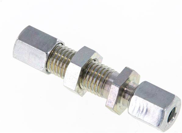 6L Zink plated Steel Straight Cutting Fitting Bulkhead 315 bar ISO 8434-1 [2 Pieces]