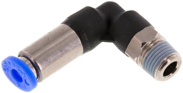 Raccord à Enfoncer 4mm & R1/8'' Mâle Coude Autobloquant en Laiton/PBT 0-10bar (0-145psi) [2 pièces].