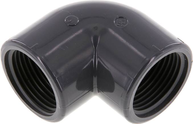 Racor en ángulo de 90 grados Rp1'' Hembra PVC-U 16bar (224.8psi) EN 1452-3 [2 Piezas]