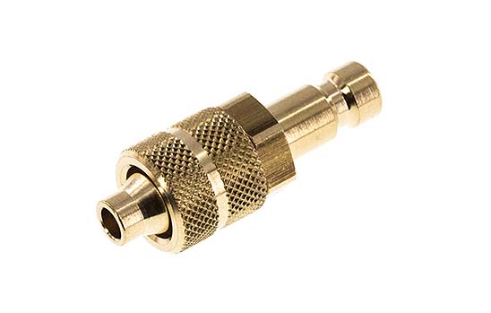 Brass DN 2.7 (Micro) Air Coupling Plug 4x6 mm Union Nut [2 Pieces]