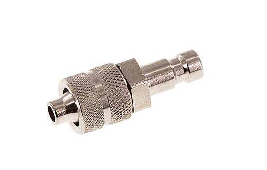 Nickel-plated Brass DN 2.7 (Micro) Air Coupling Plug 4x6 mm Union Nut [2 Pieces]