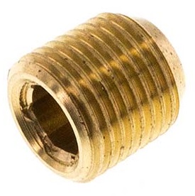 M8x1 Brass Closing plug with Inner Hex without collar (conical) 16 Bar [5 Pieces]