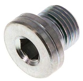 G 1/8'' Buitendraad Verzinkt Stalen Plug met binnenzeskant en FKM Afdichting 400 Bar [5 Stuks]